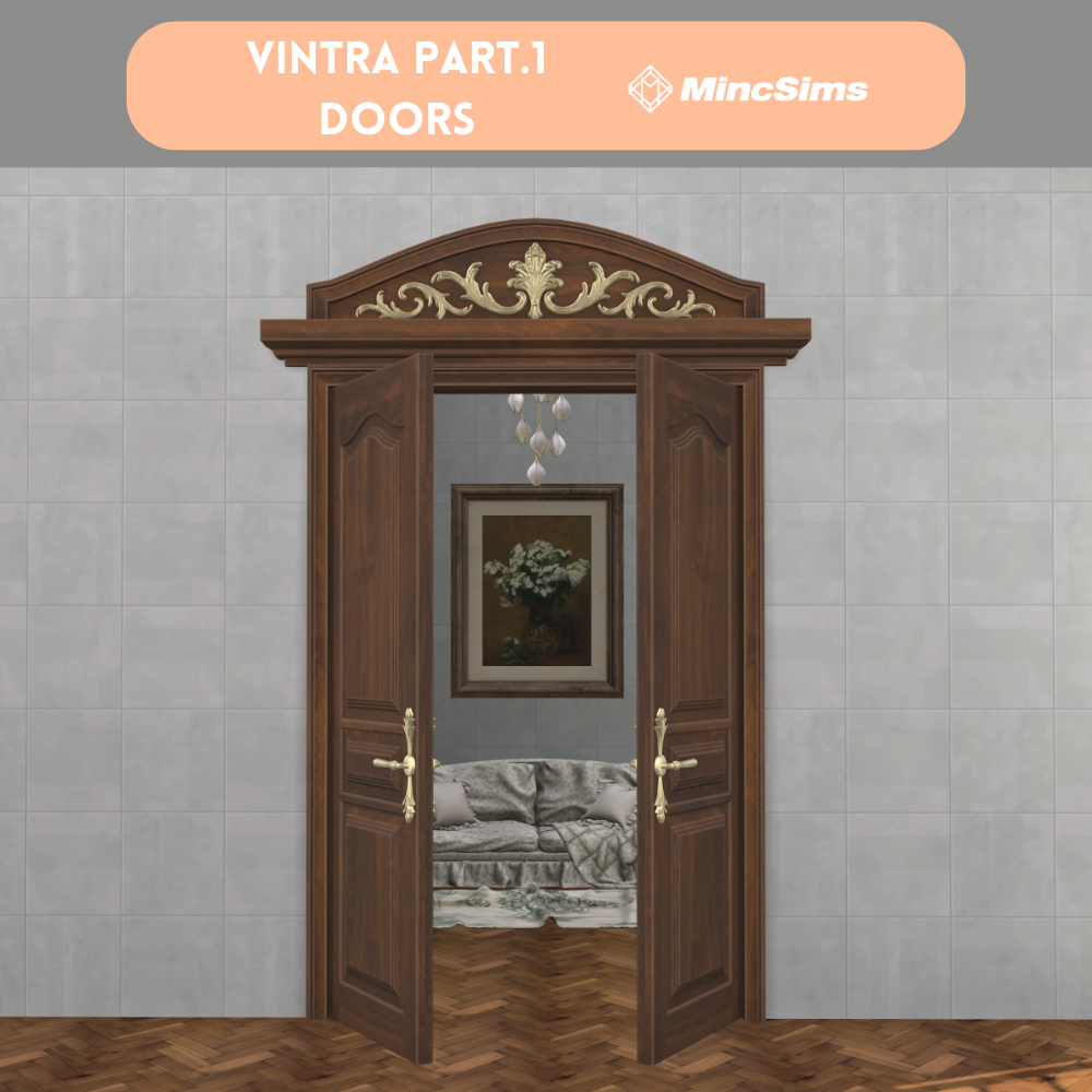 Двойные двери Vintra Part.1 - Double Doors - mincsims для Симс 4. Скачать мод