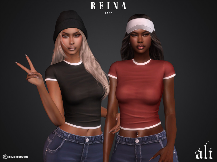 Футболка - REINA top для Симс 4. Скачать мод