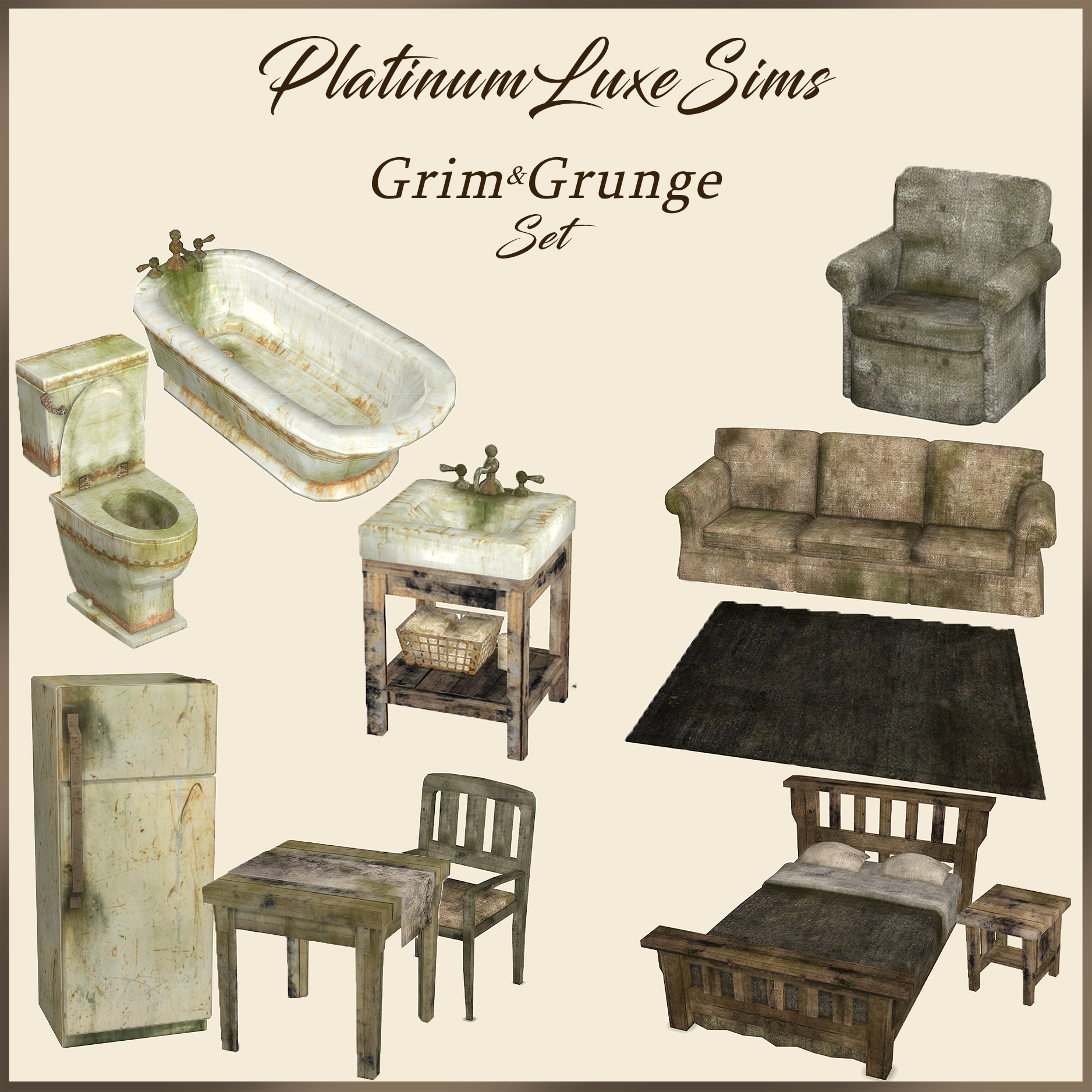 Grim & Grunge Set by @platinumluxesims для Симс 4. Скачать мод  Grim & Grunge Set by @platinumluxesims для Симс 4. Скачать мод