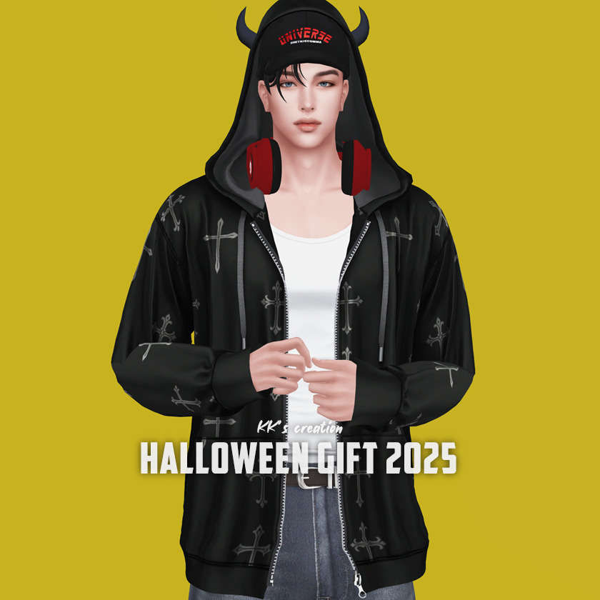 Худи на молнии - [KK] Halloween gift 2025 для Симс 4. Скачать мод