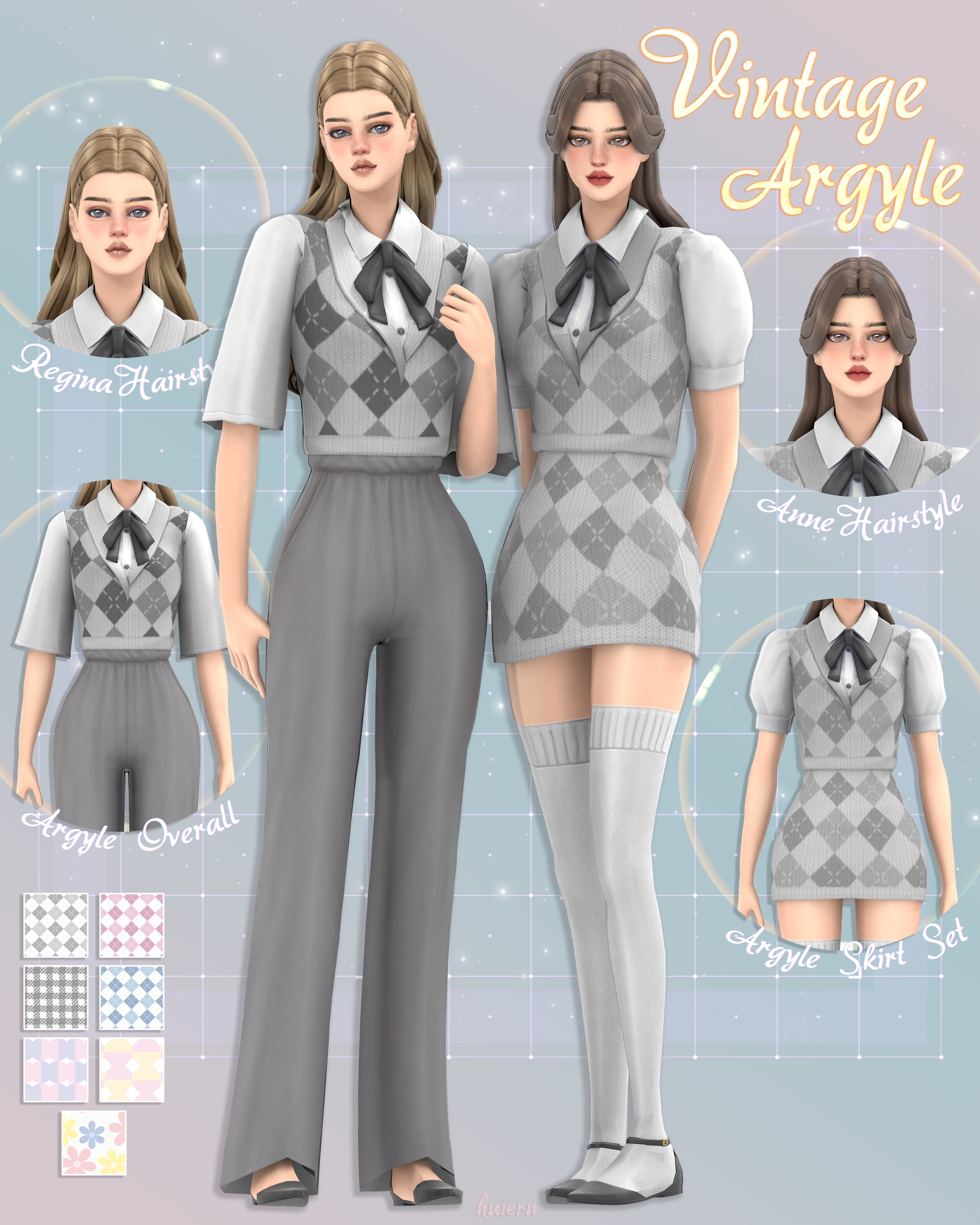 ❤HUIEN - Vintage Argyle для Симс 4. Скачать мод