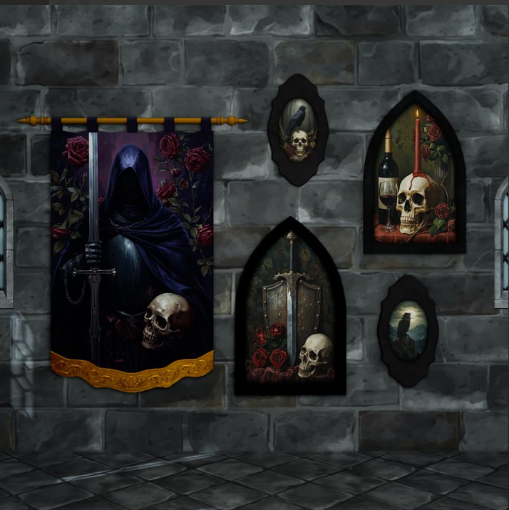 Kardofe - Midnight Manor Wall Art Set - MODCO для Симс 4. Скачать мод