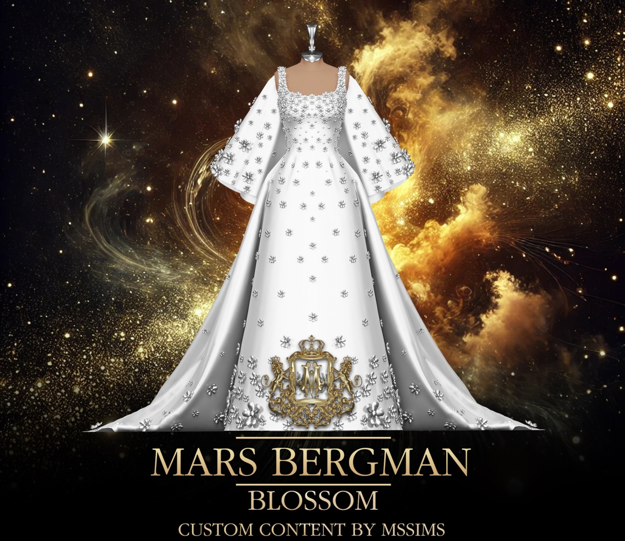 Mssims - Blossom Wedding Gown для Симс 4. Скачать мод