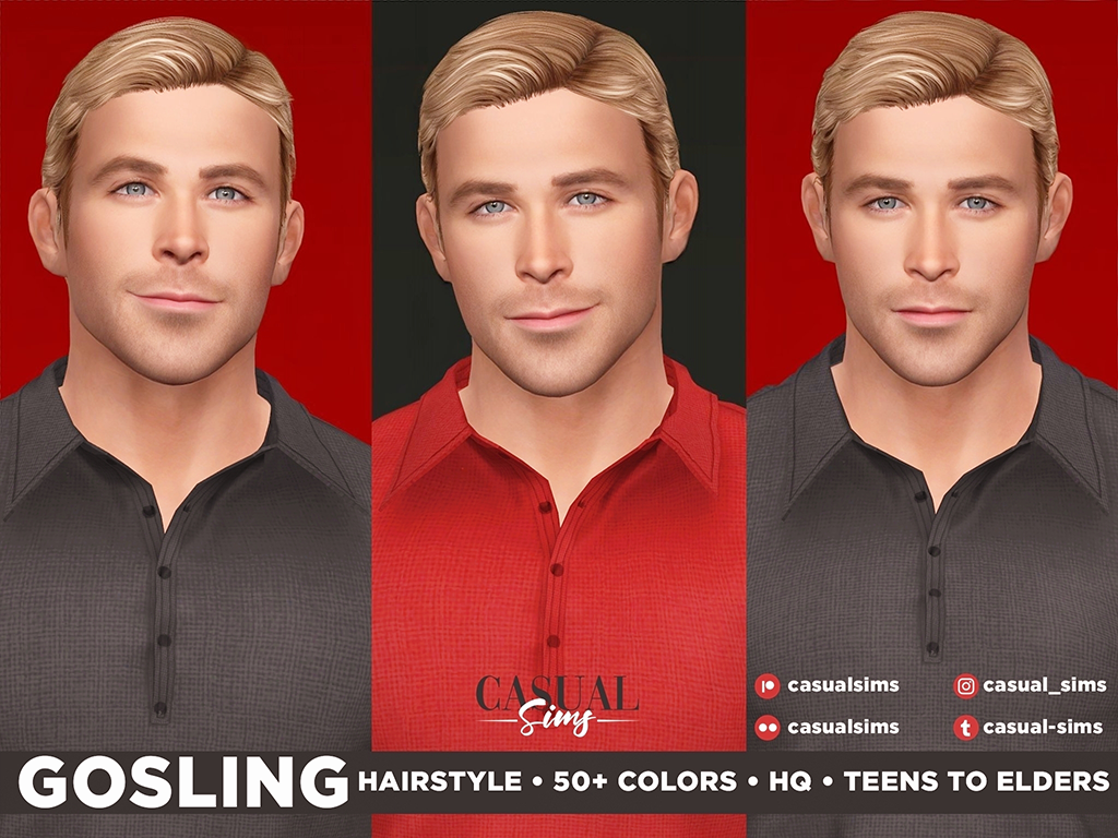 Мужская прическа - Gosling Hairstyle для Симс 4. Скачать мод