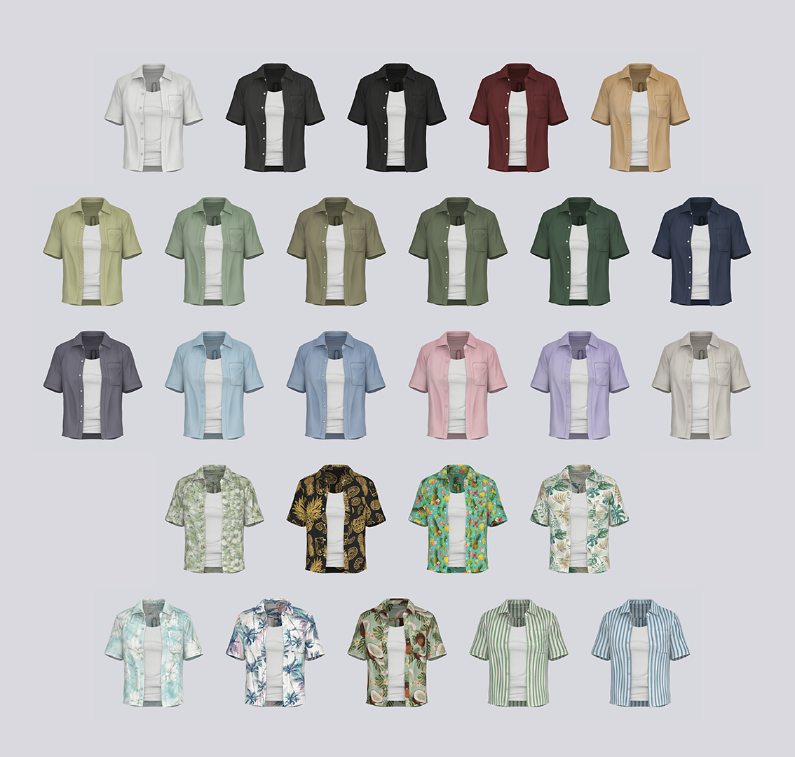 Мужская рубашка - am Half Sleeve Shirt 01 для Симс 4. Скачать мод