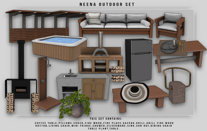 Набор для дворика - Neena Outdoor Set для Симс 4. Скачать мод