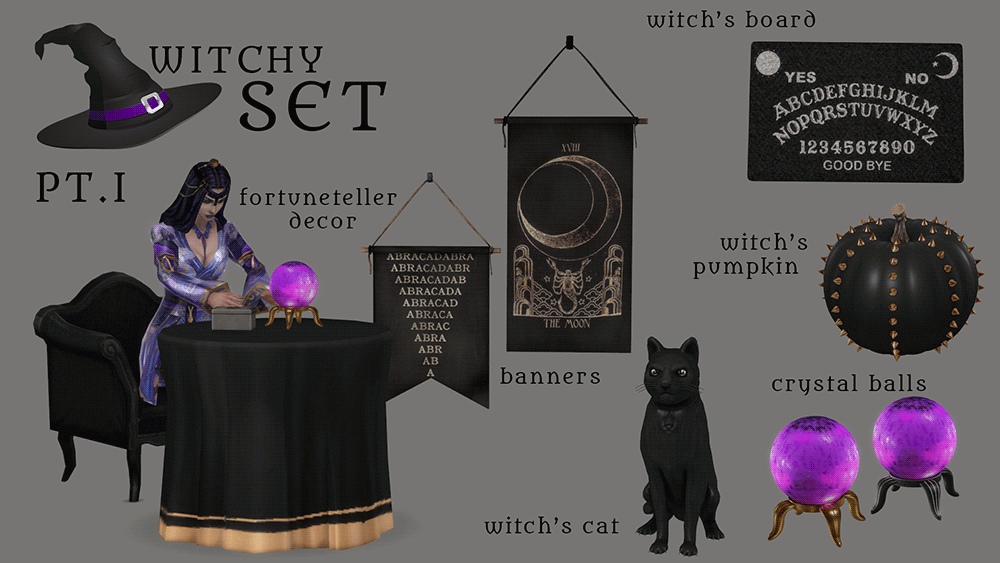 🔮Набор ведьмы-предсказательницы - Witchy set by Leo-Sims для Симс 4. Скачать мод