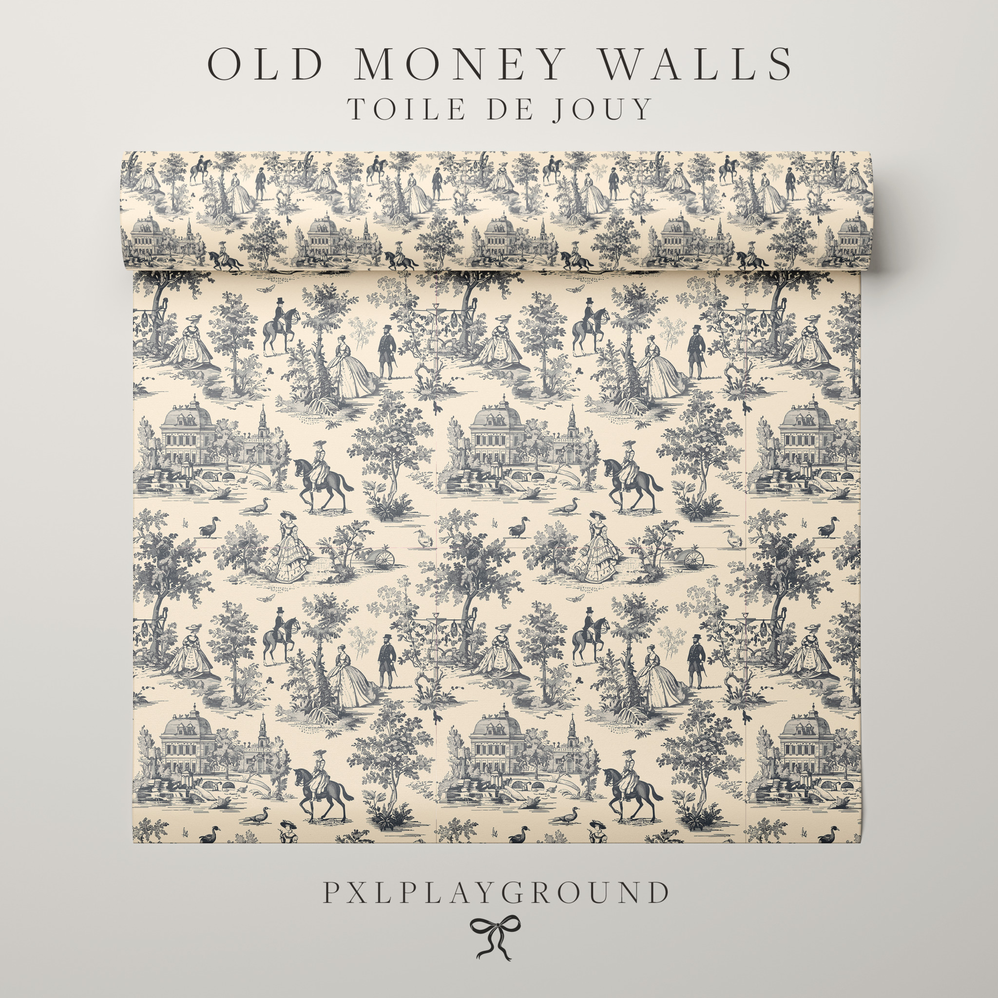 ❤Обои - OLD MONEY WALLS: Toile de Jouy для Симс 4. Скачать мод