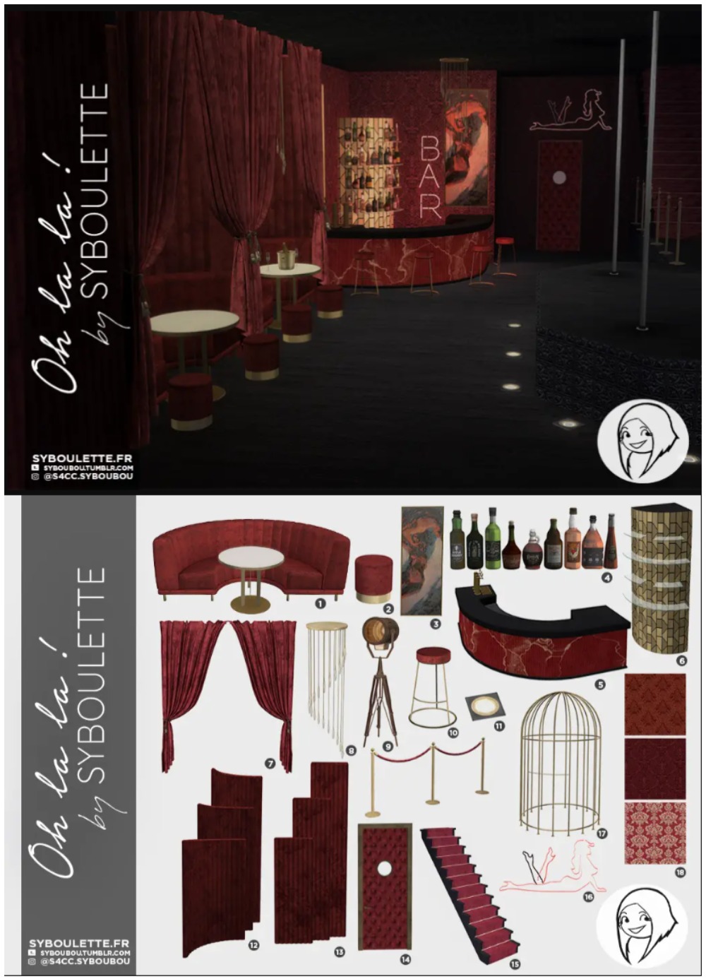 💋Oh la la set - Syboulette для Симс 4. Скачать мод