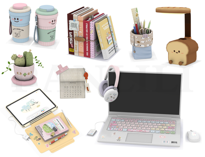 Panlili - Genki Desktop Set для Симс 4. Скачать мод
