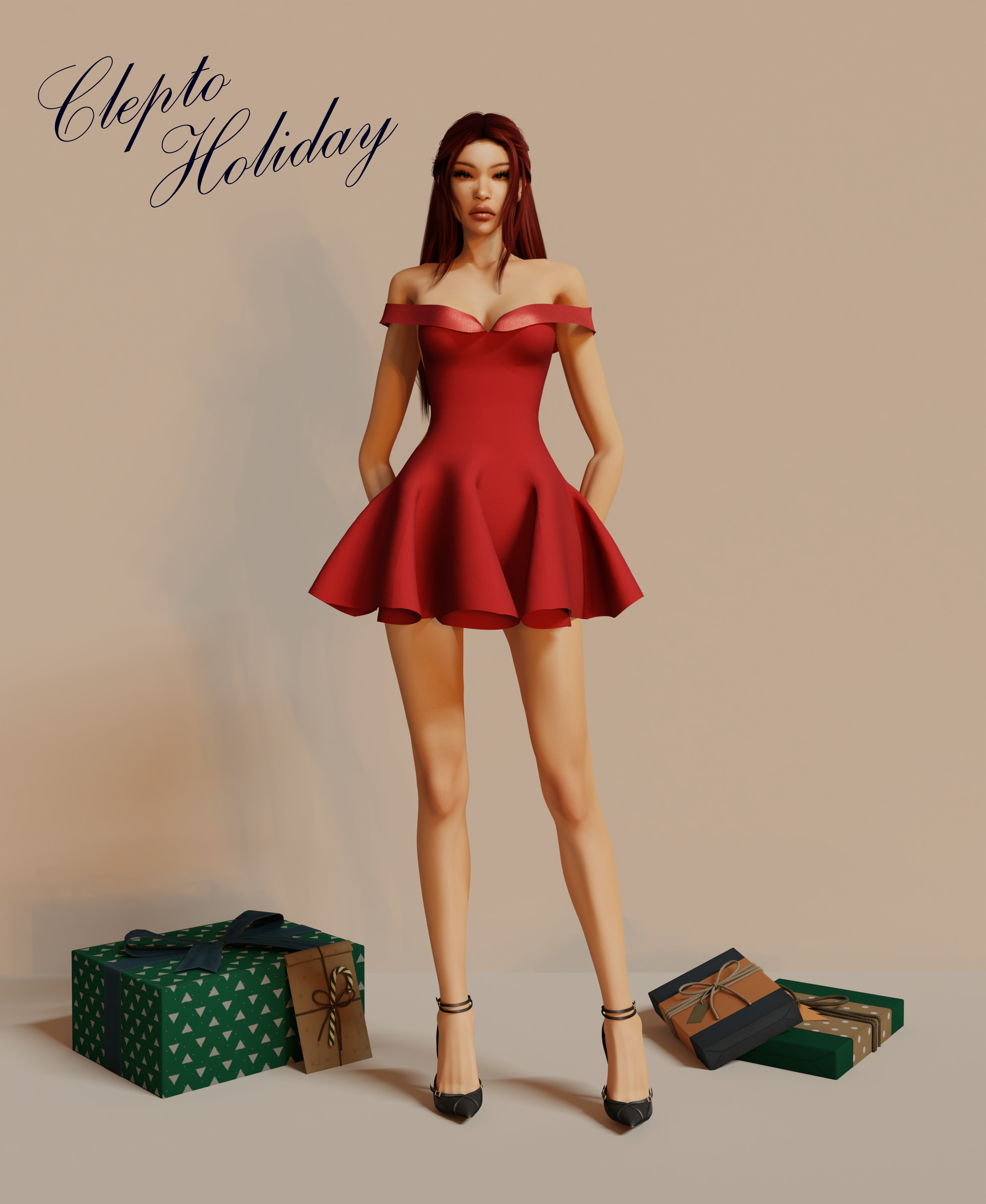 Платье - Lady in red для Симс 4. Скачать мод