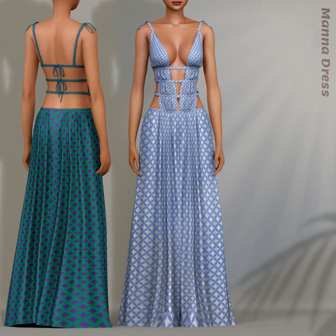 Платье - Manna dress🩵 для Симс 4. Скачать мод