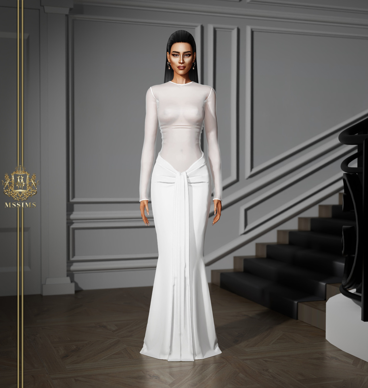 Платье - MARS BERGMAN SIMPLE GOWN для Симс 4. Скачать мод