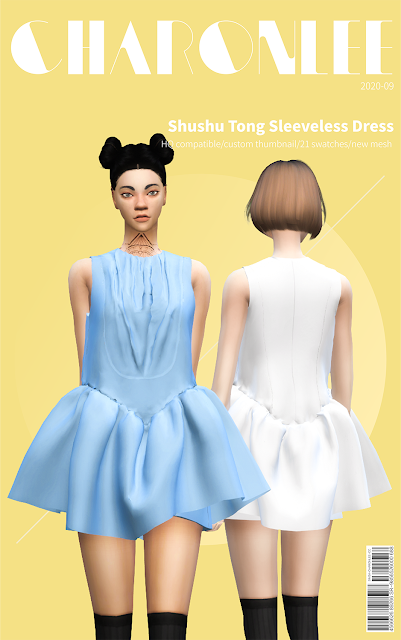 Платье - Shushu Tong Sleeveless Dress для Симс 4. Скачать мод