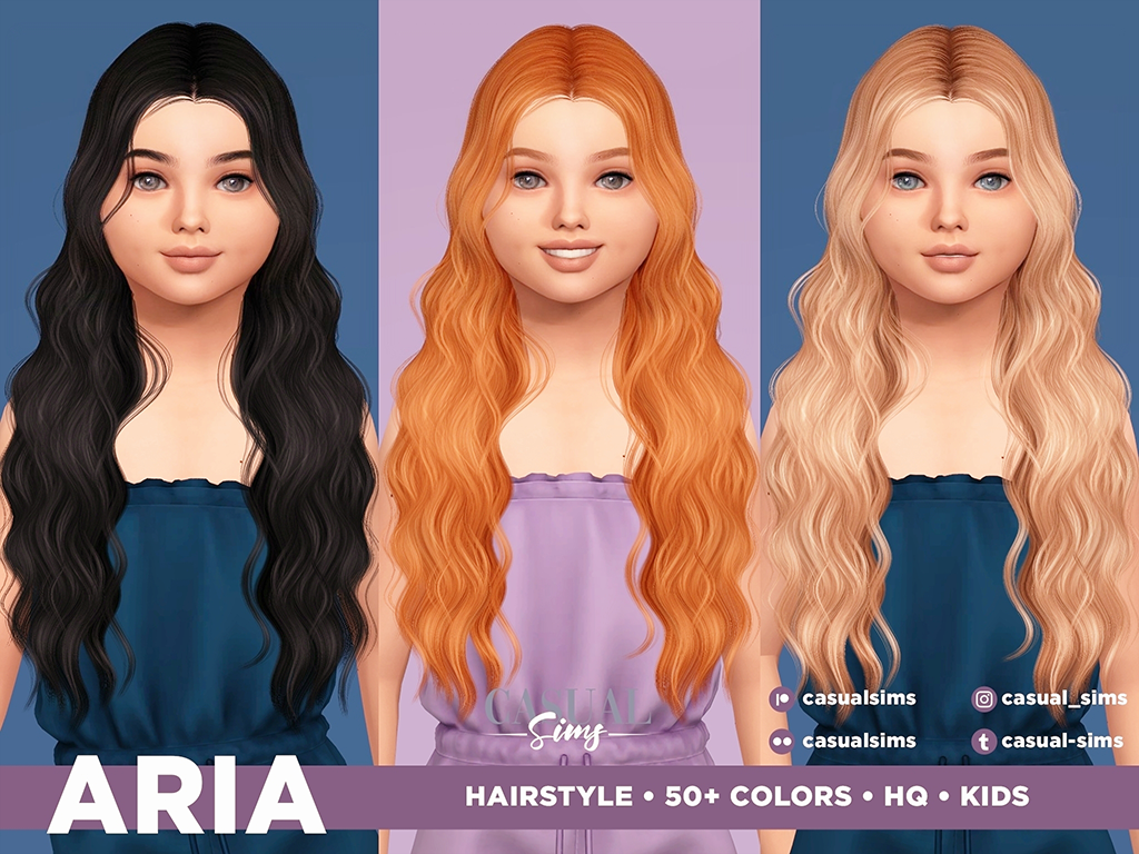 Прическа для девочек - Aria Hairstyle Children для Симс 4. Скачать мод