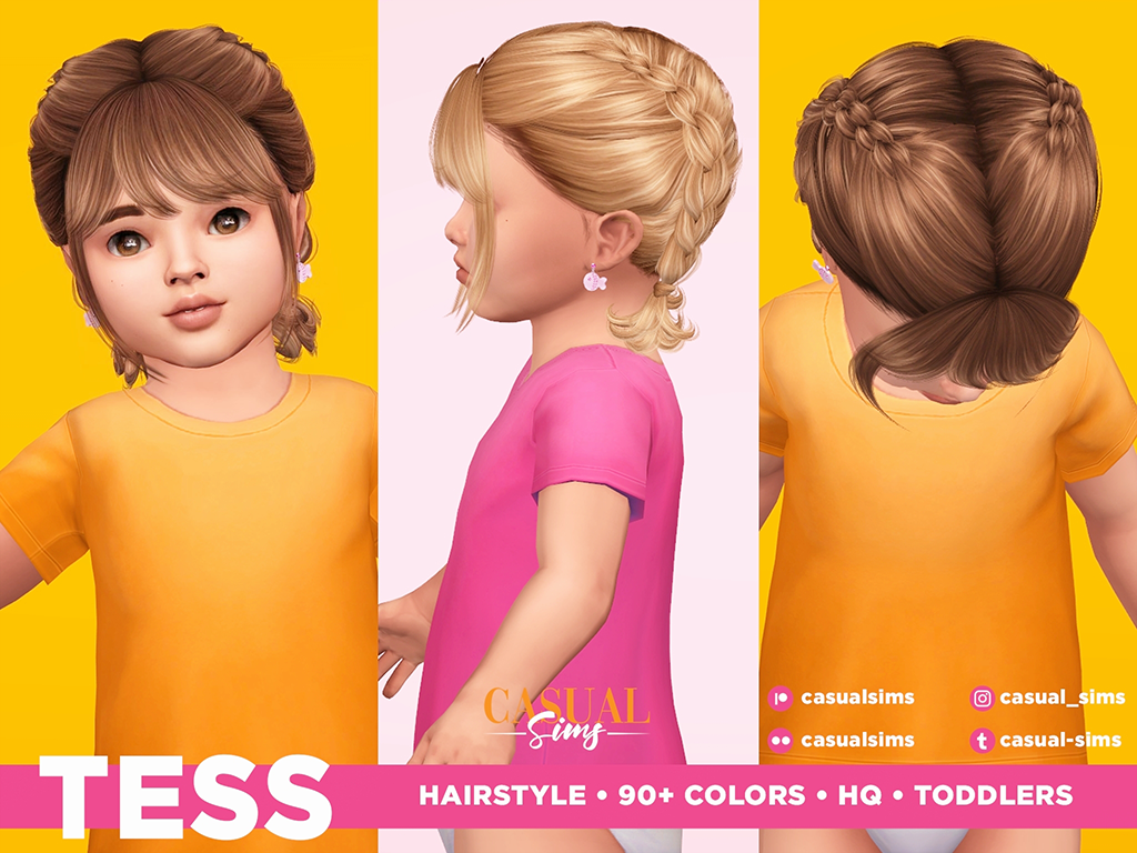 Прическа для девочек - Tess Hairstyle Toddlers для Симс 4. Скачать мод