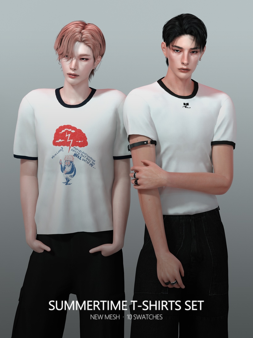 Ronasims - Summertime T-shirts Set для Симс 4. Скачать мод