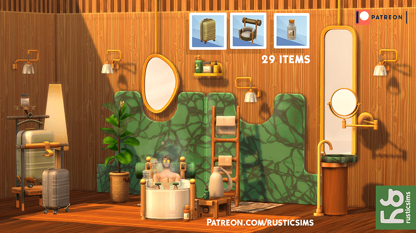 Rusticsims - Apractuka Bathroom Set для Симс 4. Скачать мод