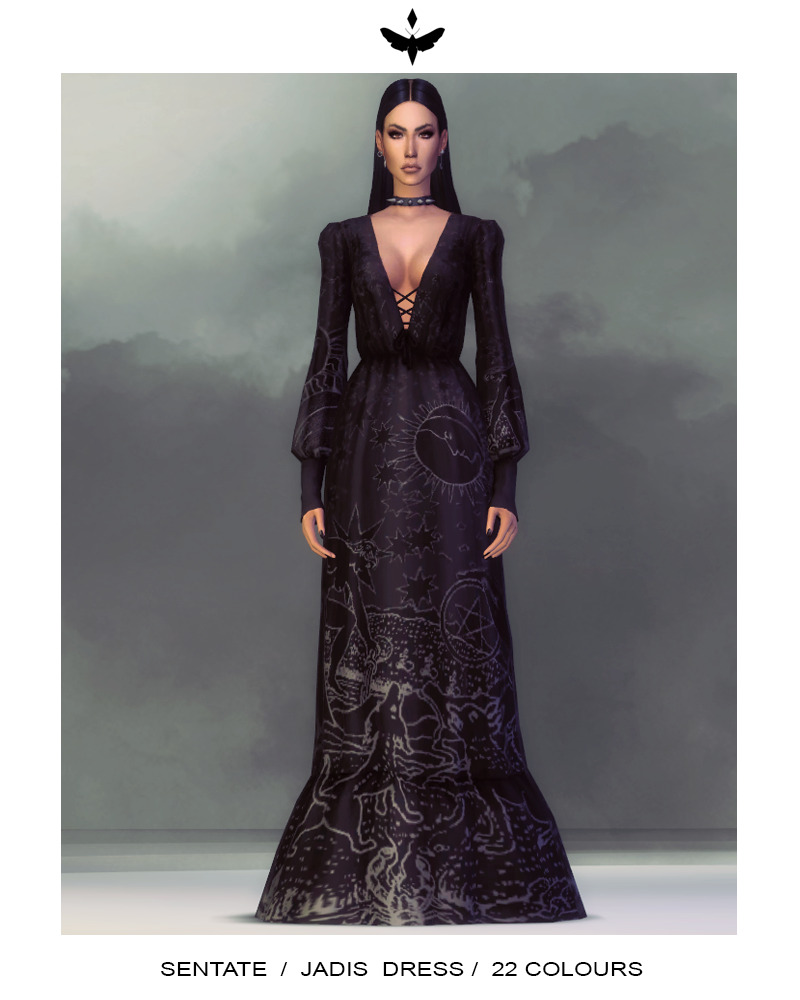 sentate - Jadis Dress для Симс 4. Скачать мод  sentate - Jadis Dress для Симс 4. Скачать мод
