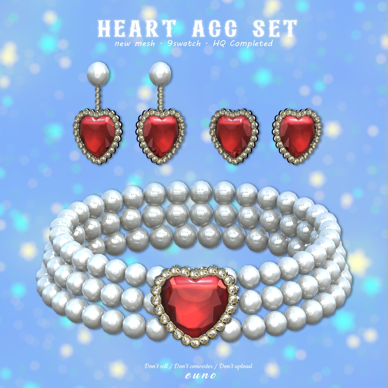 Серьги и чокер - heart acc set для Симс 4. Скачать мод