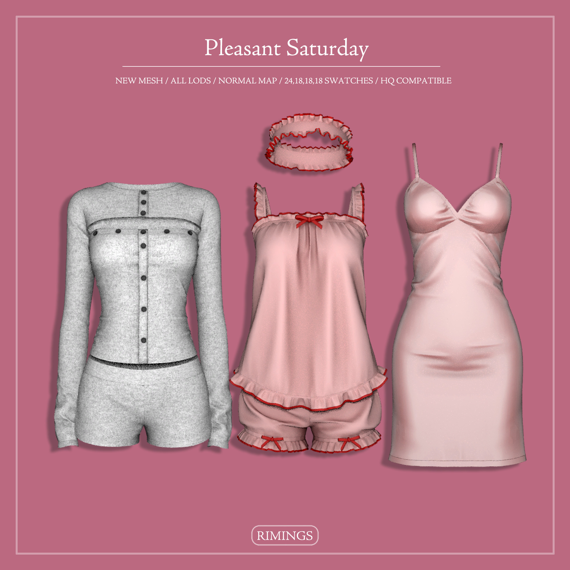 🩷Сет женской одежды - Pleasant Saturday для Симс 4. Скачать мод