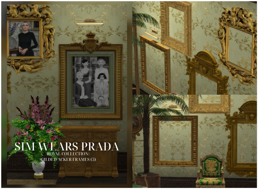 SimWearsPrada - Decor - Royal Collection Gilded Acker Frames для Симс 4. Скачать мод