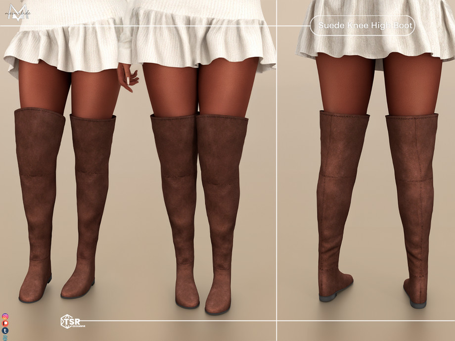 Suede Knee High Boot S637 для Симс 4. Скачать мод