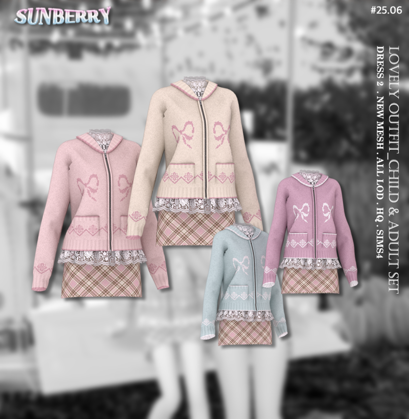 Sunberry - #25.06 Adult & Child Lovely Outfit Set для Симс 4. Скачать мод