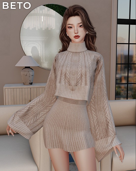 Свитер и юбка - Karina (Top) & Karina (Skirt) для Симс 4. Скачать мод