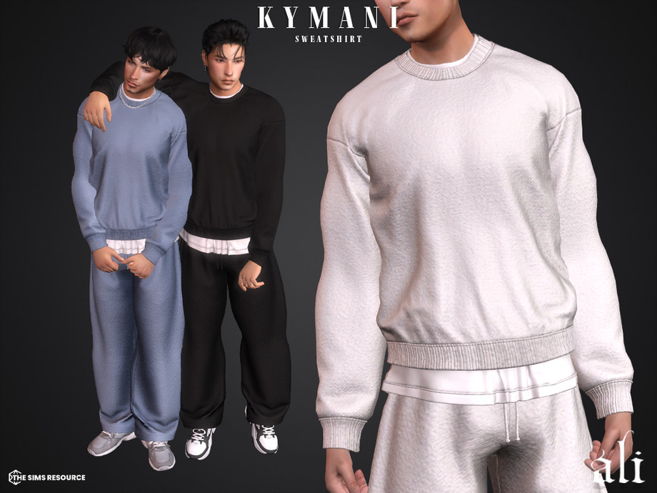 Свитшот - KYMANI sweatshirt для Симс 4. Скачать мод