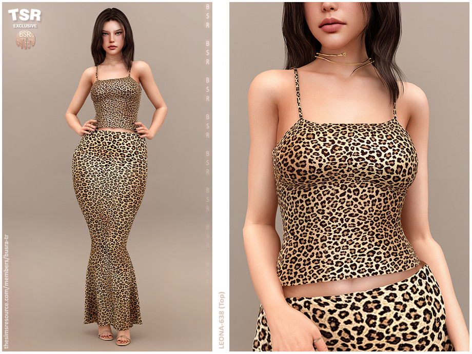 Топ и юбка - LEONA-638 Top & Skirt для Симс 4. Скачать мод