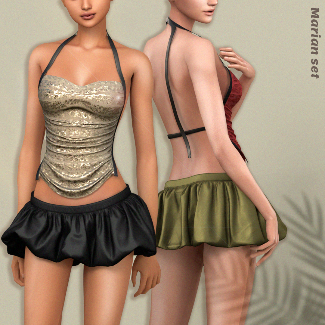 Топ и юбка - Marian set для Симс 4. Скачать мод