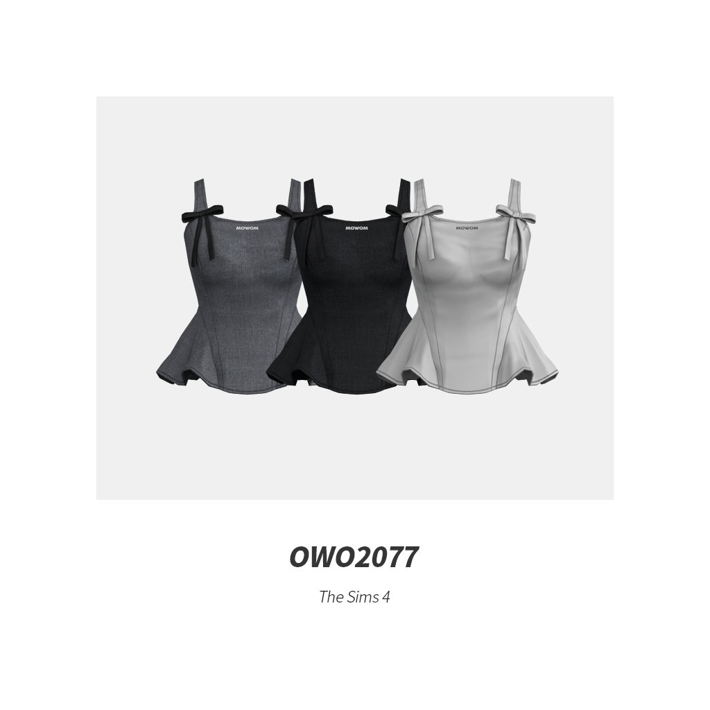 Топ - Tailored Bow Peplum Top для Симс 4. Скачать мод