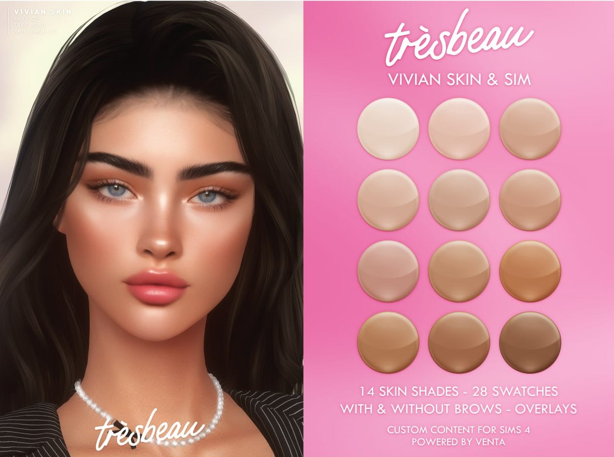 Tres Beau - Vivian Skin для Симс 4. Скачать мод