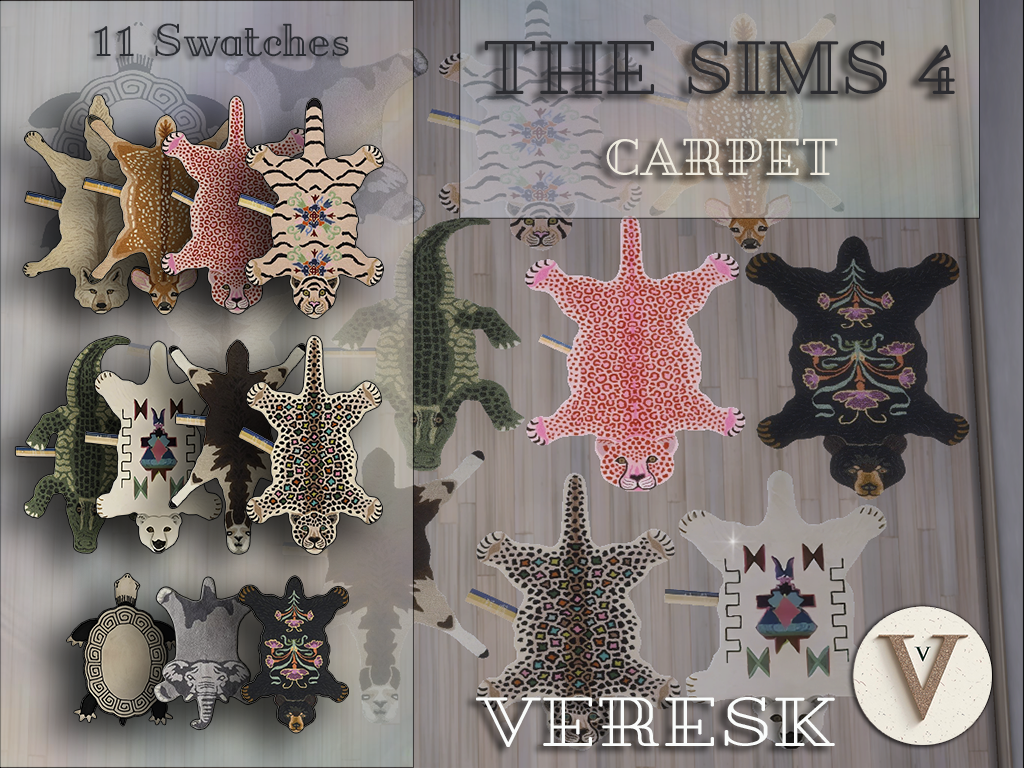 VERESK | Ковры "В мире животных" для Симс 4. Скачать мод