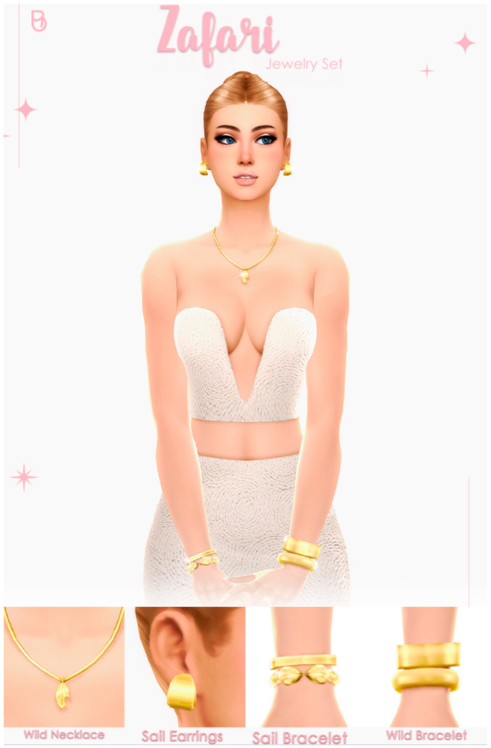 ZAFARI JEWELRY SET 🐆🌿 для Симс 4. Скачать мод