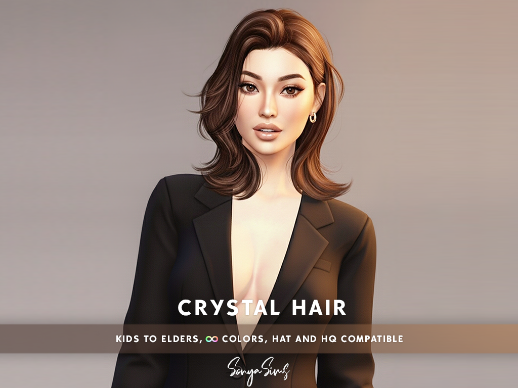 Женская прическа - Crystal Hair для Симс 4. Скачать мод