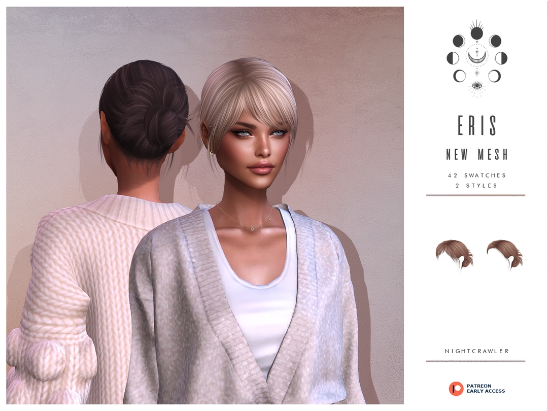 Женская прическа - ERIS HAIR для Симс 4. Скачать мод