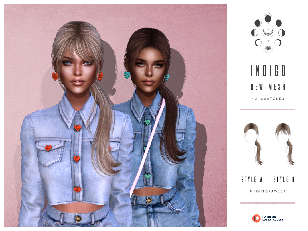 Женская прическа - INDIGO HAIR для Симс 4. Скачать мод
