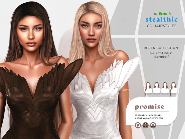Женская прическа - Promise Hair для Симс 4. Скачать мод
