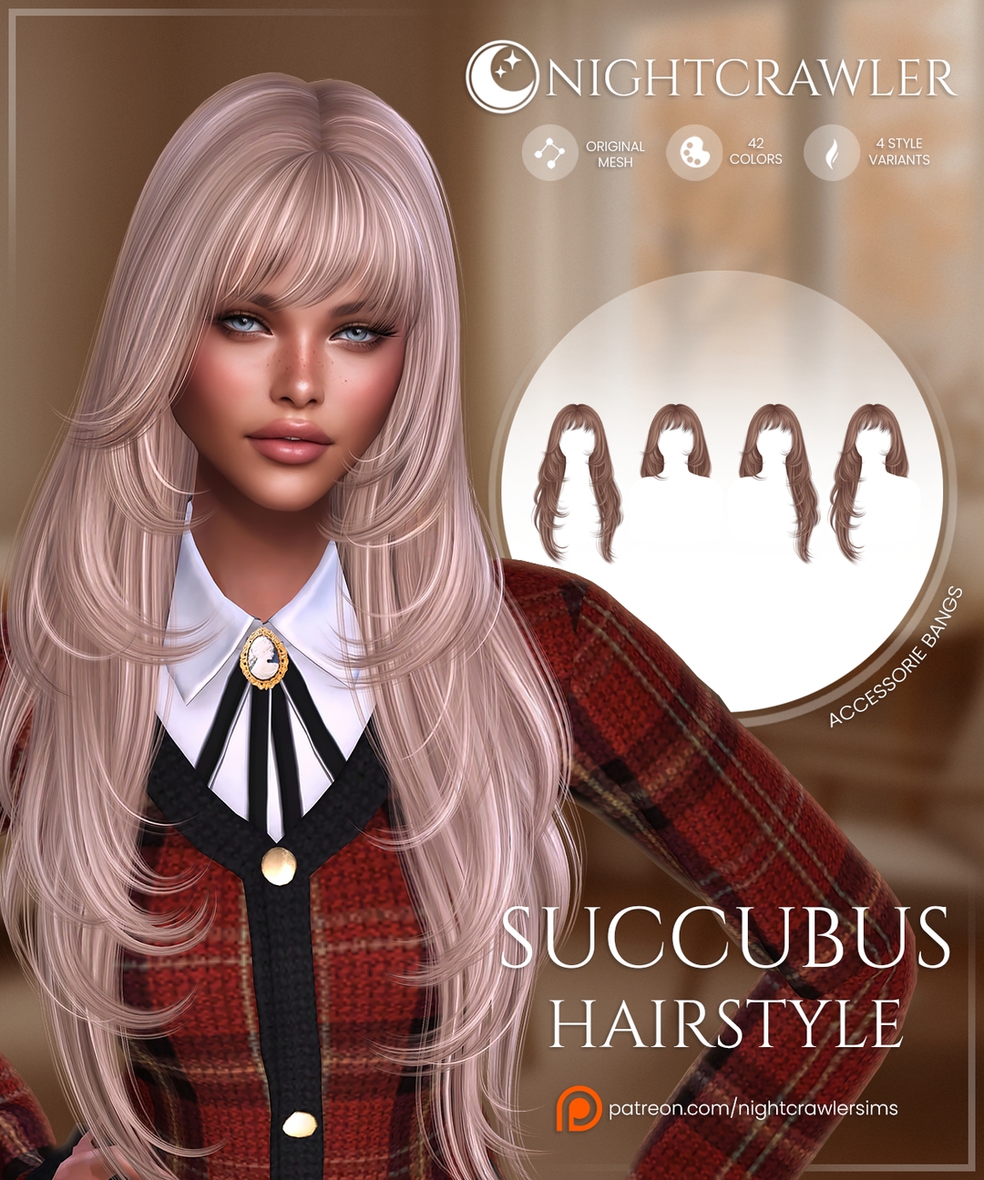 Женская прическа - SUCCUBUS HAIR для Симс 4. Скачать мод