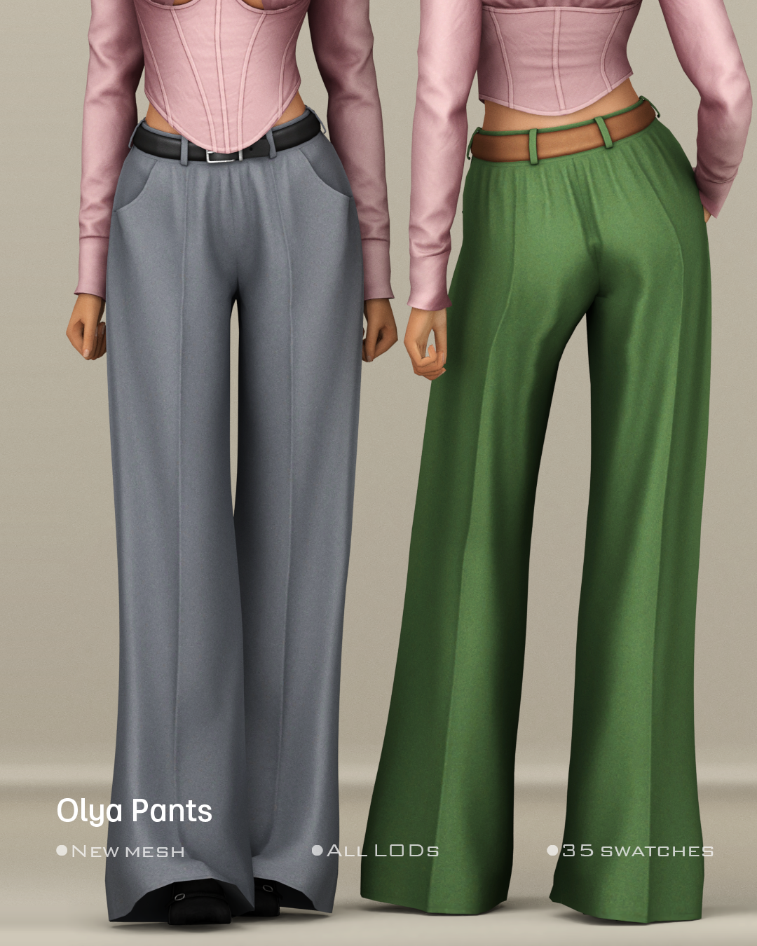 Женские брюки - Olya pants для Симс 4. Скачать мод