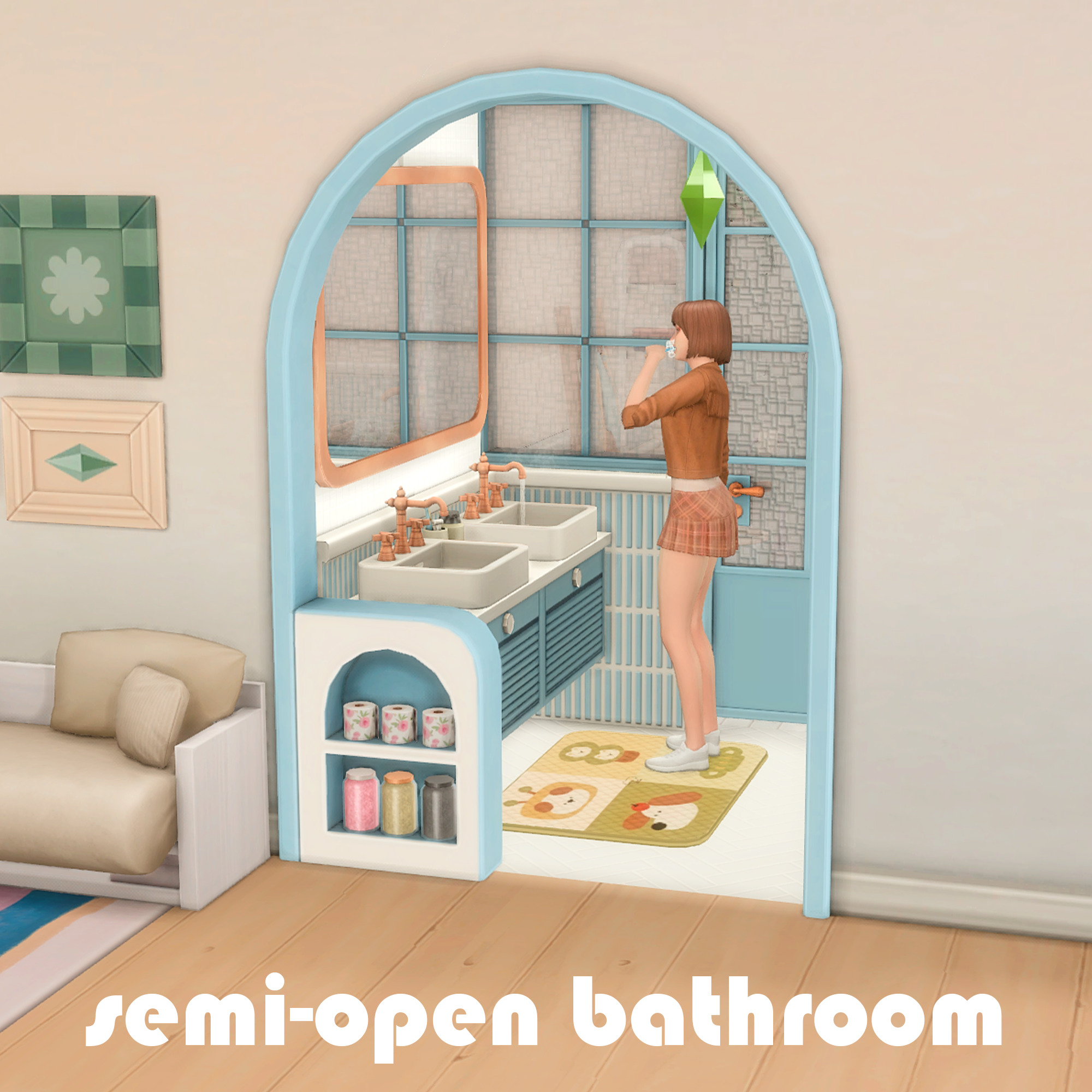 Buildo - Semi-open Bathroom 31CC для Симс 4. Скачать мод Картинка мода