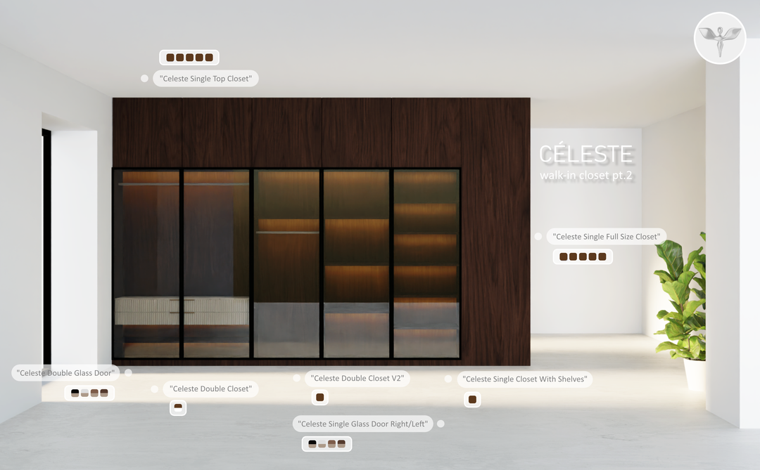 Гардеробная - Celeste Walk-In Closet Set pt. 2 для Симс 4. Скачать мод