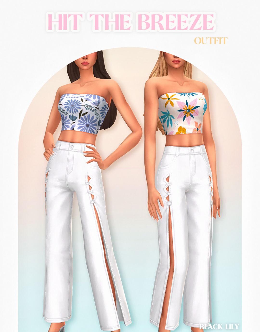 Hit the Breeze Outfit Black Lily для Симс 4. Скачать мод