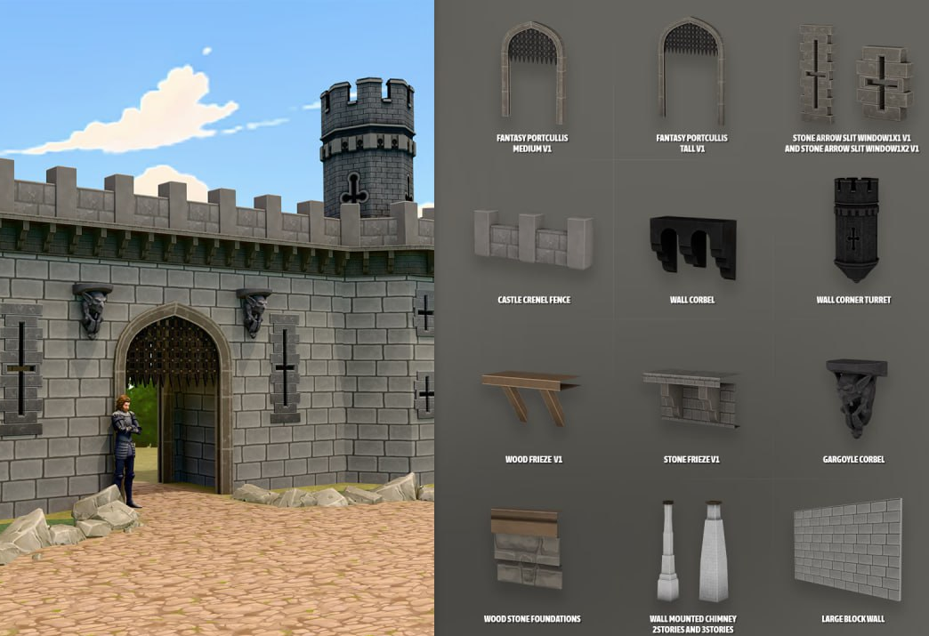 Mincsims - Fantasy Castle Architecture Pack - ModCo для Симс 4. Скачать мод