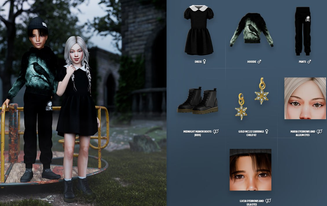 Modco - Midnight Manor Children Set для Симс 4. Скачать мод