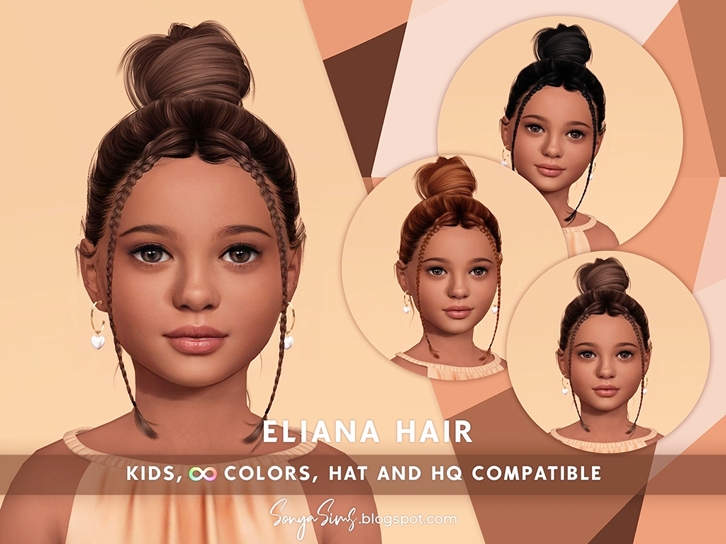 Прическа для девочек - Hair Eliana Child для Симс 4. Скачать мод