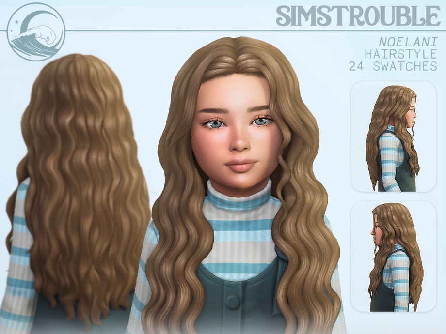 Прическа для девочек Noelani Hairstyle - Child 3 Versions - simstrouble для Симс 4. Скачать мод Картинка мода