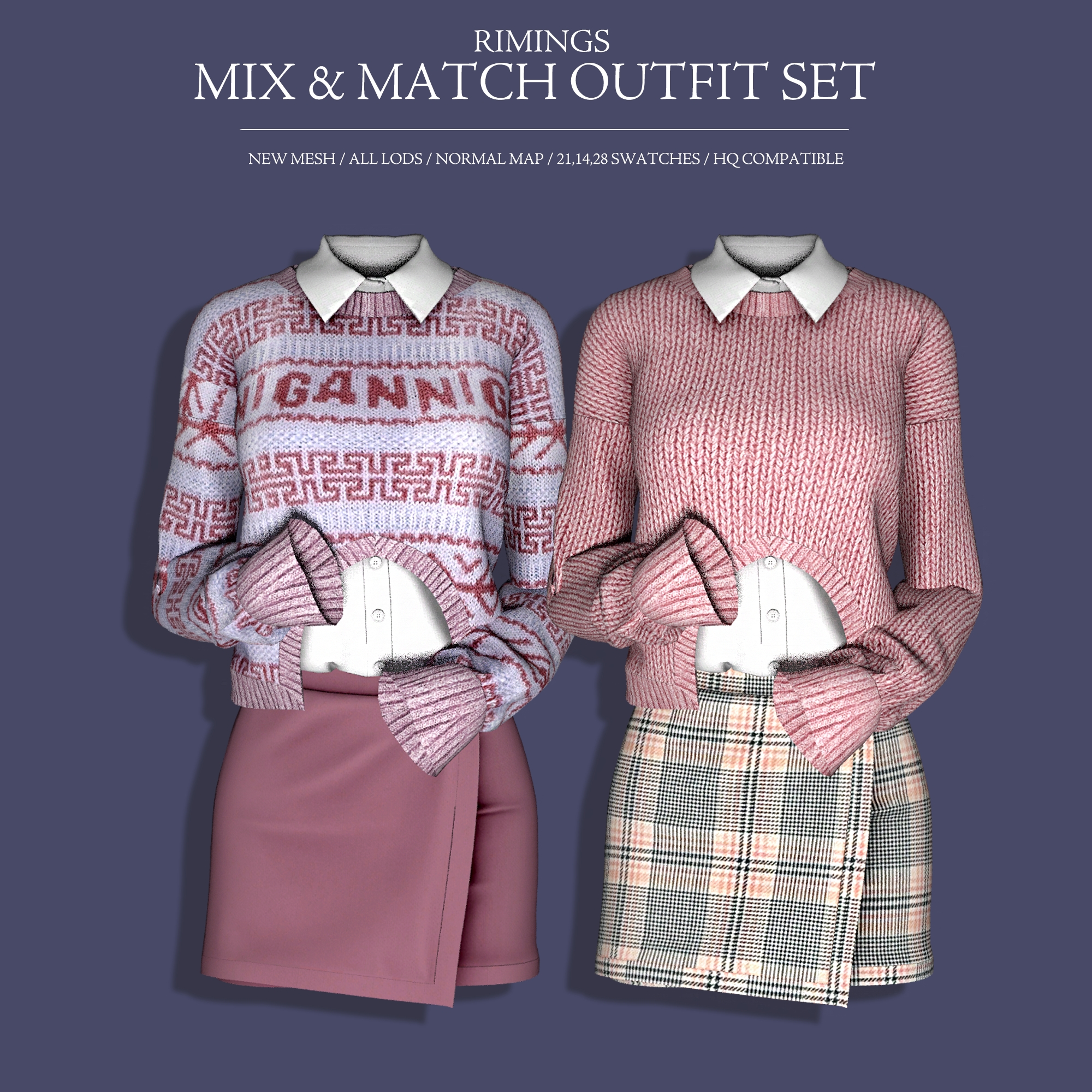 [RIMINGS] MIX & MATCH OUTFIT SET для Симс 4. Скачать мод